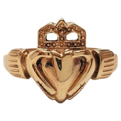 14K Yellow Gold Claddagh Ring Size 7.5 #17524