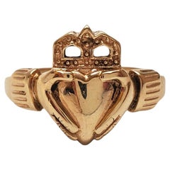 14K Yellow Gold Claddagh Ring Size 7.5 #17524