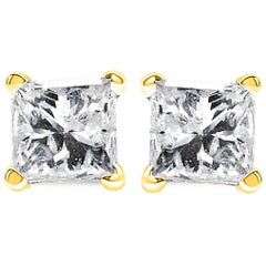 14K Yellow Gold Clarity Enhanced 1/2 Carat Diamond Certified Stud Earrings