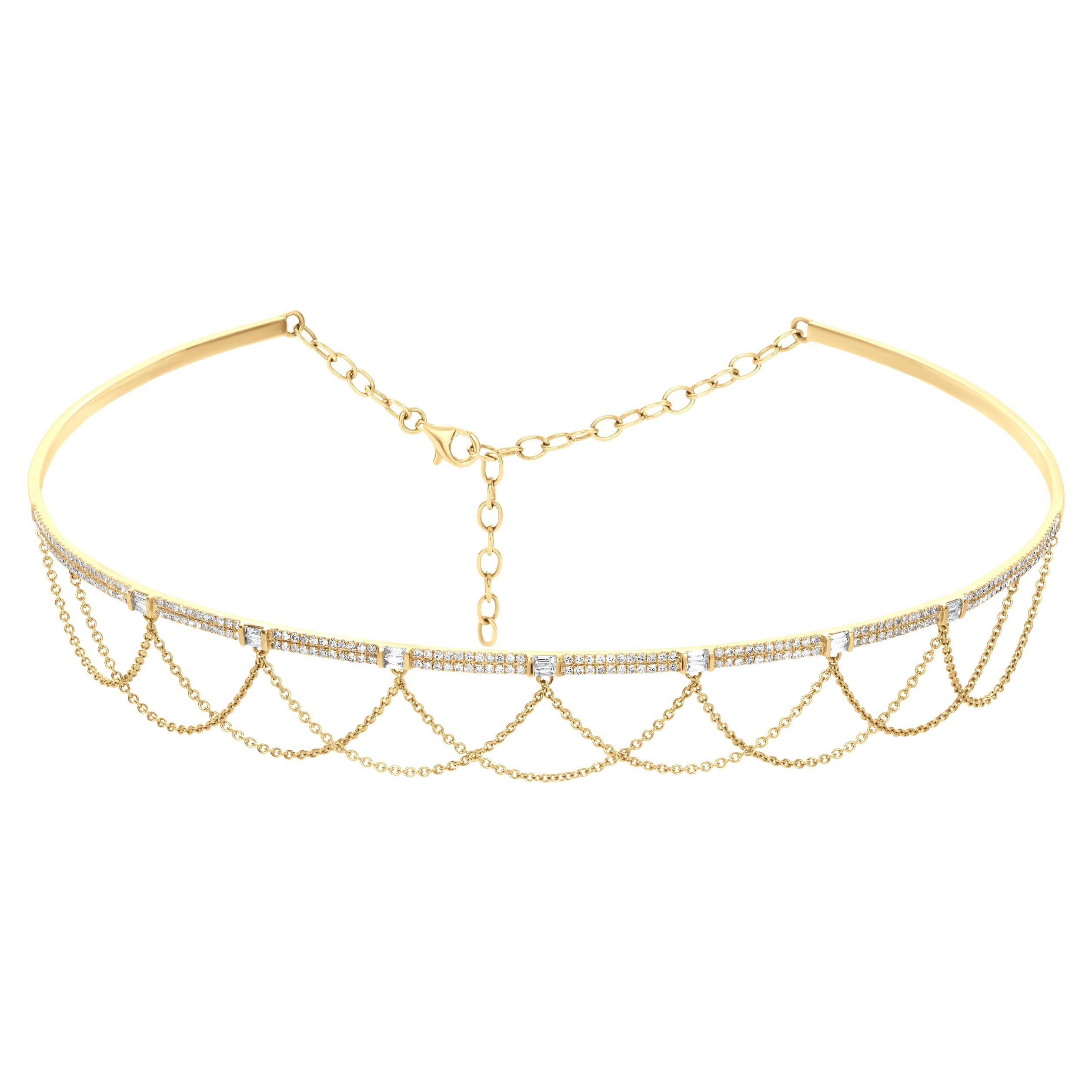 Diamond Gold Choker Necklace at 1stDibs