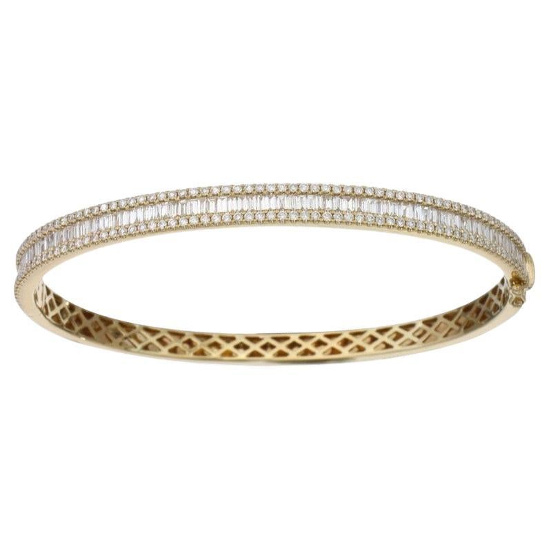 14K Yellow Gold Classic Collection Bangle with 2.5 Carats of Diamonds For Sale
