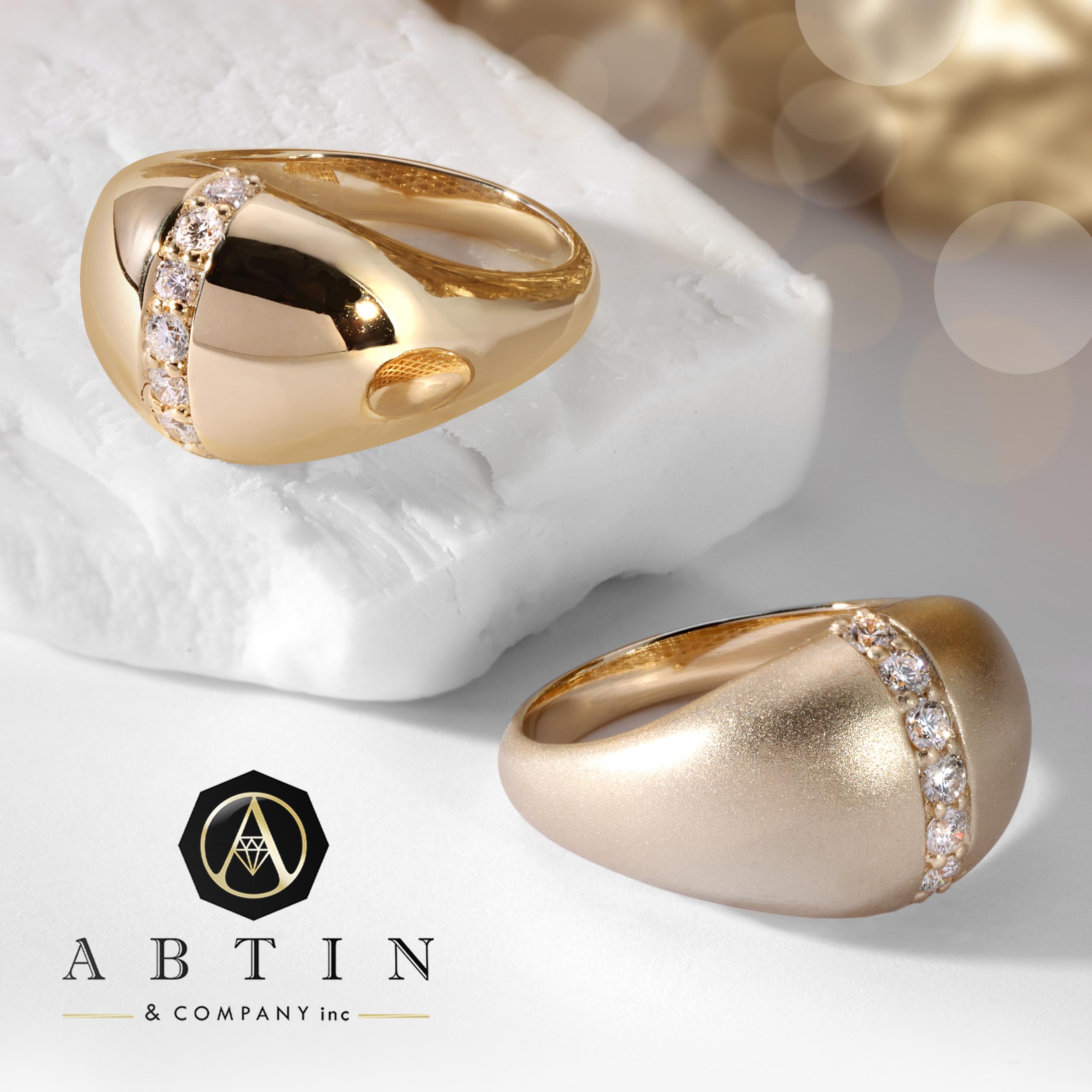 This elegant 14k Gold Diamond Dome Ring offers a refined twist on our signature design. It showcases ethically sourced, genuine glistening round diamonds meticulously hand-set at the center.

Gold Weight: 7.50 gr
Diamond Weight: 0.31 ct
Available in