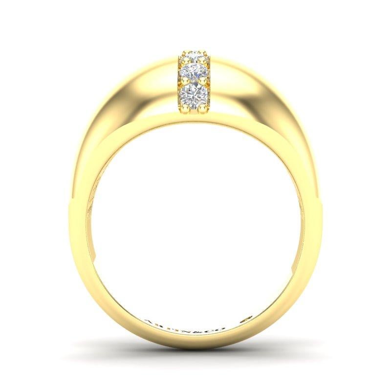 14K Yellow Gold Classic Dome Diamond Wedding Stackable Ring Band For Sale 1