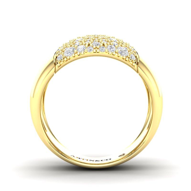 14K Yellow Gold Classic Dome Pave Diamond Ring Band For Sale 1