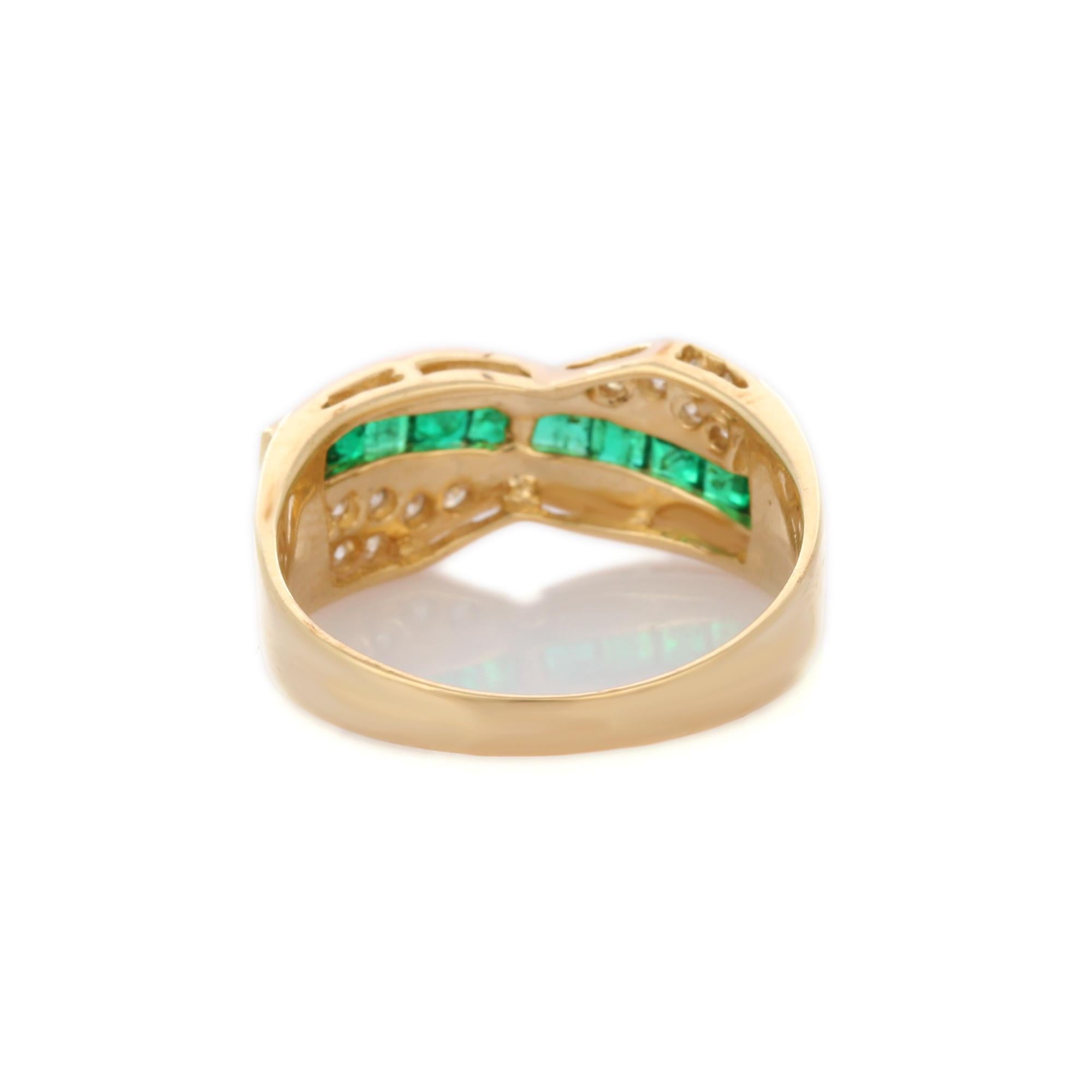 For Sale:  14K Yellow Gold Classic Emerald and Diamond Engagement Ring 4