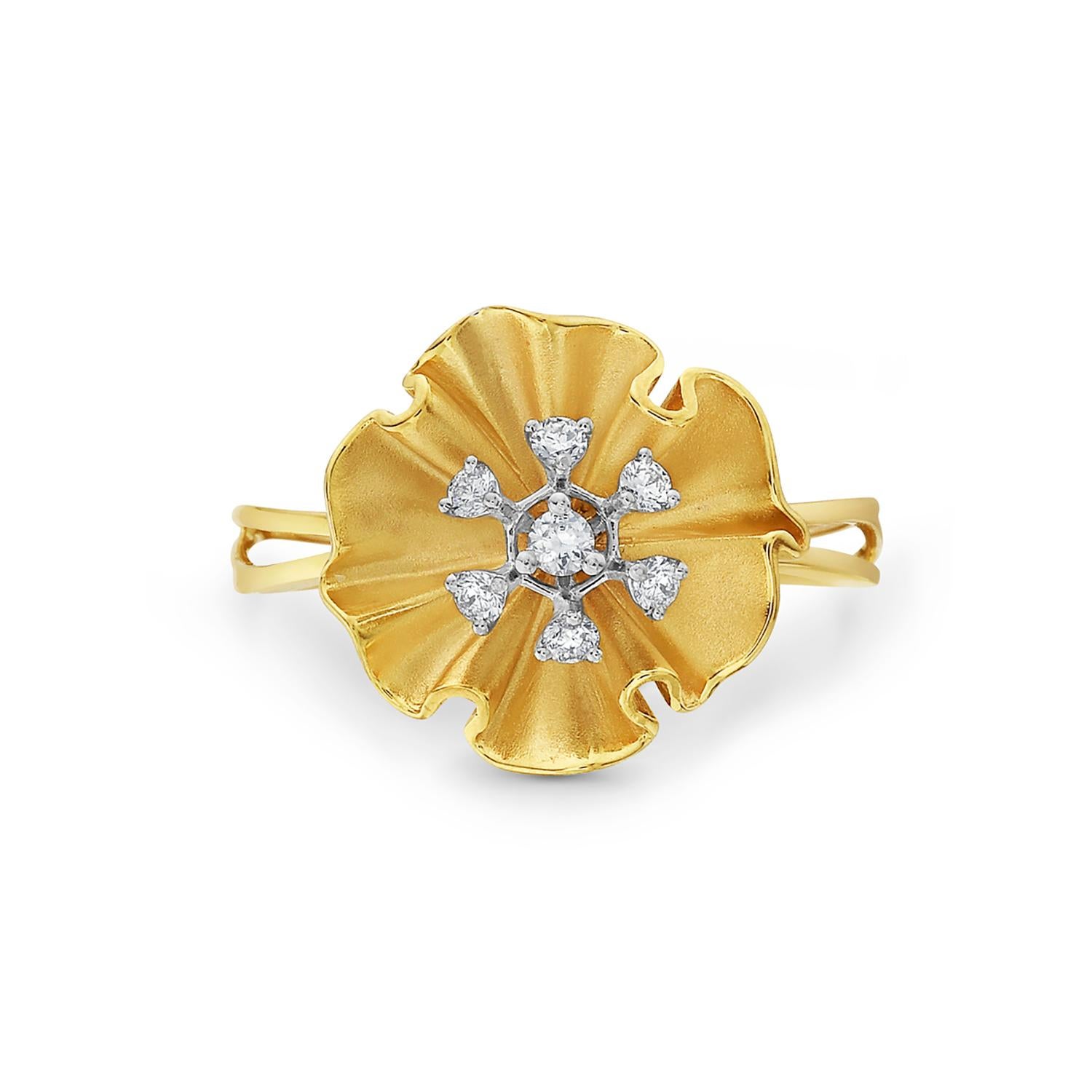 14k Gelbgold Classic Ring mit Diamanten in der Mitte im Zustand „Neu“ im Angebot in New York, NY