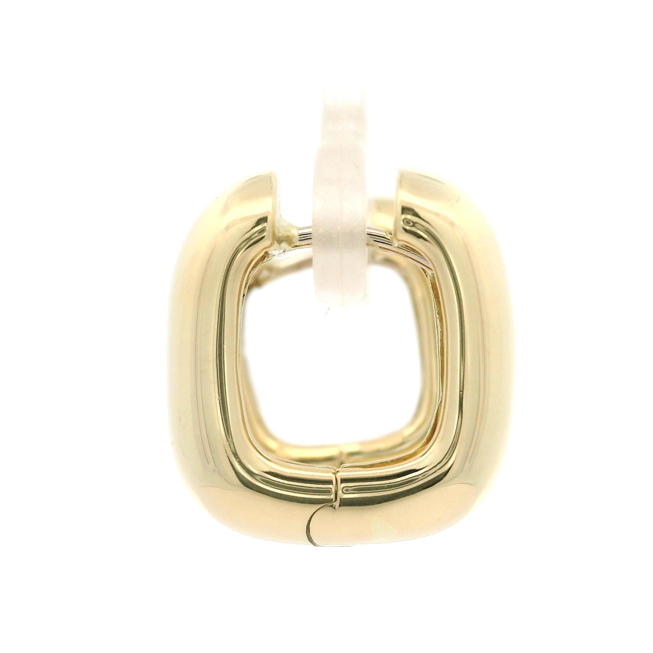 14k Yellow Gold Classic Rounded Squared Polished Huggie Hoop Earrings For Sale 2