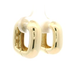 14k Yellow Gold Classic Rounded Squared Polished Huggie Hoop Earrings