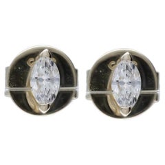 14K Yellow Gold Classic Stud Earrings with 0.15 Carat Marquise Diamonds