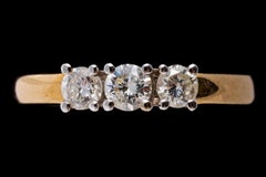 14K Yellow Gold Classic Three Stone Round Diamond Ring