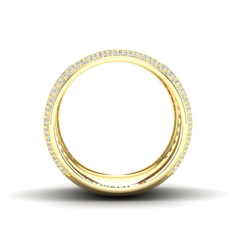14K Gelbgold Classic Breit Hoch Poliert Rand Zigarre Diamant Band Ring im Angebot 1