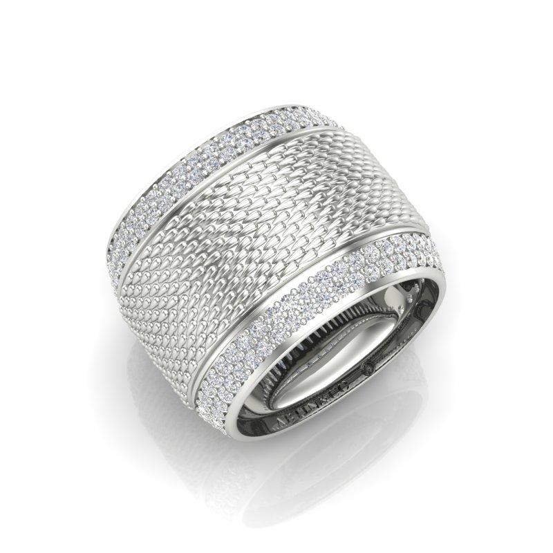 14K Gelbgold Classic Wide Patterned Cigar Diamond Band Ring im Zustand „Neu“ im Angebot in Los Angeles, CA