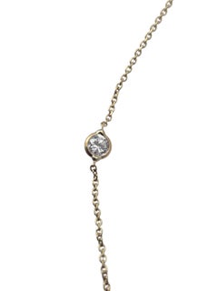 14K Yellow Gold Clear Gemstone Station Necklace #23722