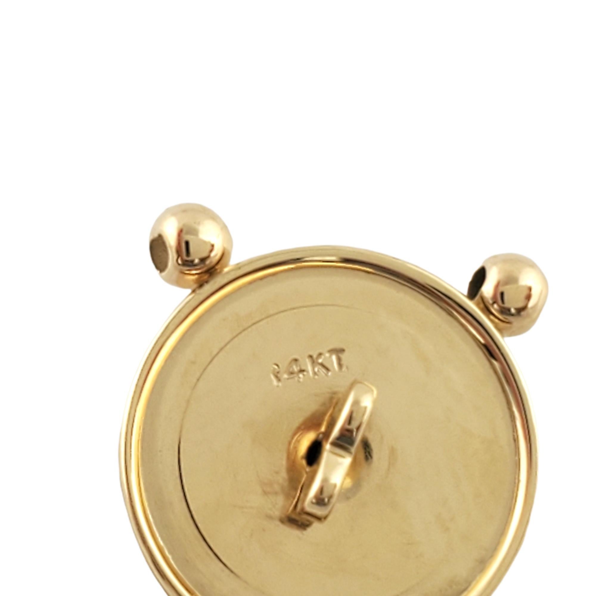 14K Yellow Gold Clock Charm With Mechanical Dial In Good Condition In Washington Depot, CT