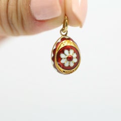 14k Yellow Gold Cloisonné Egg Enamel Pendant