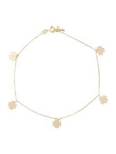 14 Karat Gelbgold Kleeblatt-Anhänger, verstellbar für sie