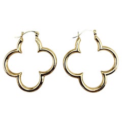 14K Yellow Gold Clover Hoop Earrings #22719