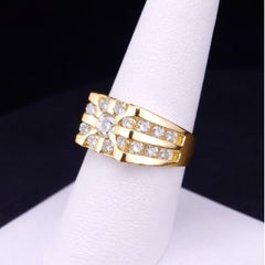 14K Yellow Gold Cluster Diamond Ring 7, 75