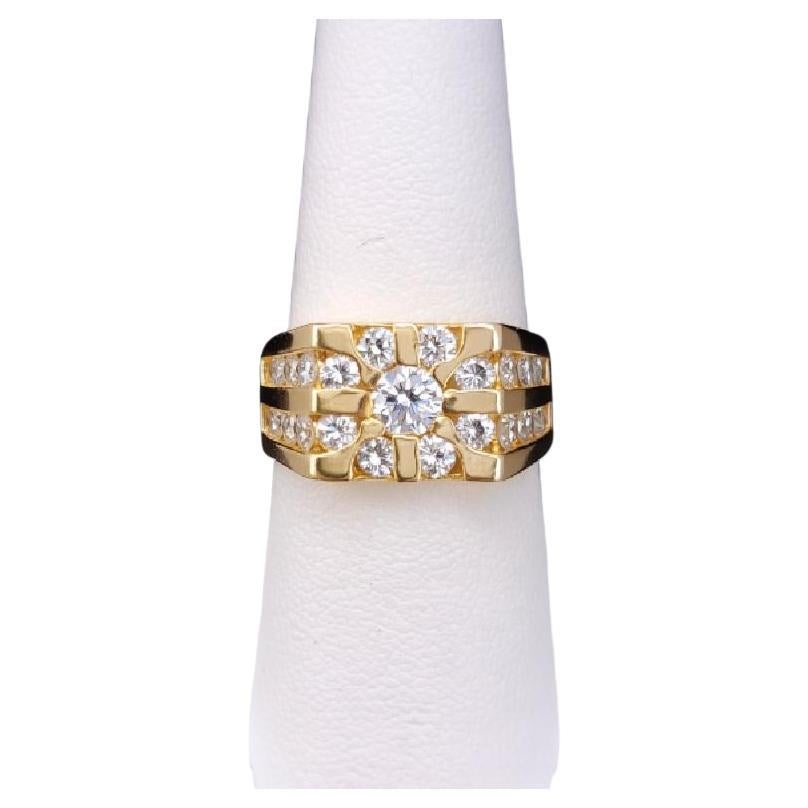 14K Yellow Gold Cluster Diamond Ring, 1.60ctw, Size 7.75, VS1 Clarity