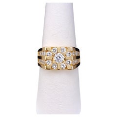 14K Yellow Gold Cluster Diamond Ring 7, 75