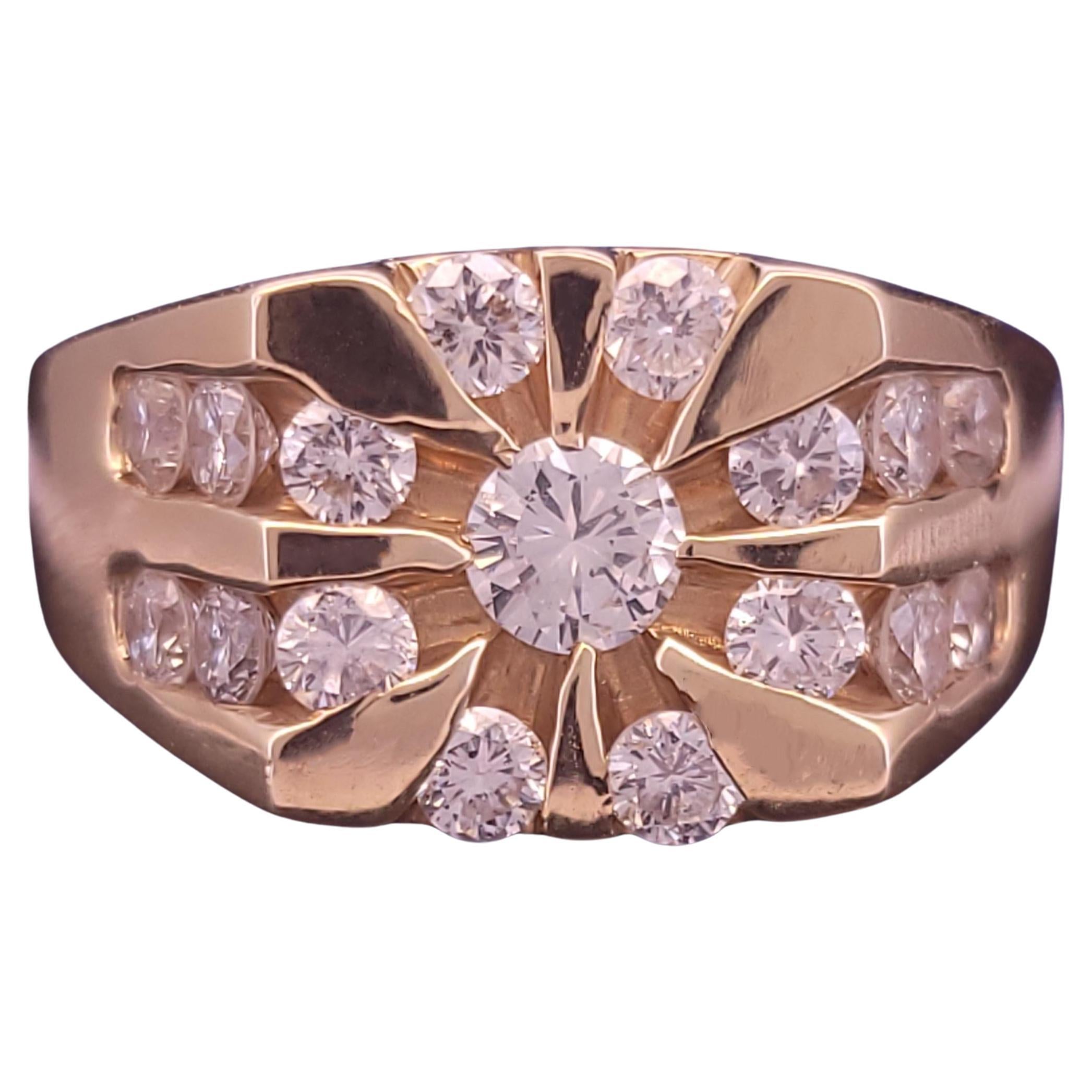 Bague en or jaune 14K avec un diamant de 1,60ct, taille 13, pureté VS1 en vente
