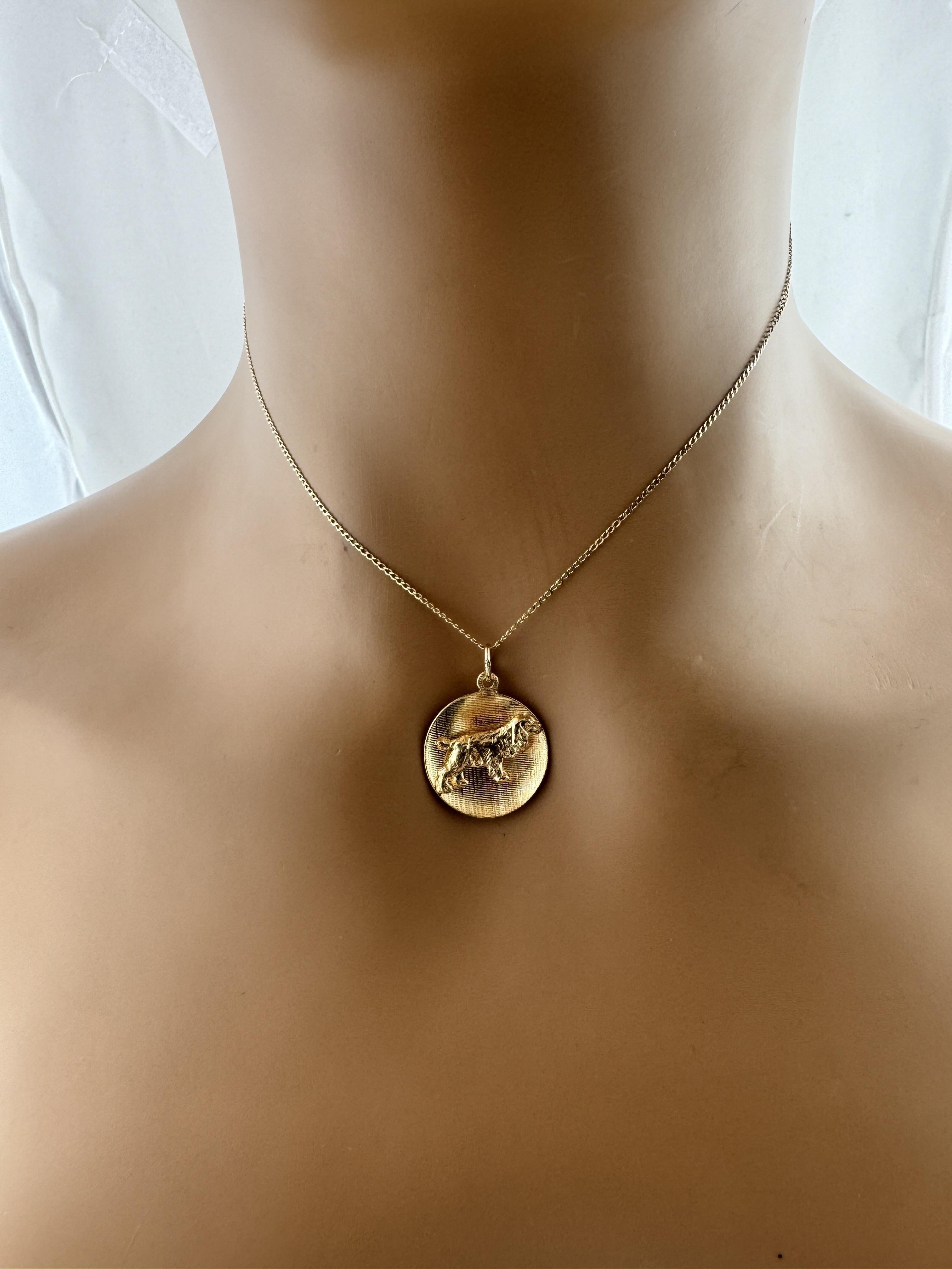 14K Yellow Gold Cocker Spaniel Dog Circle Pendant #19600 6