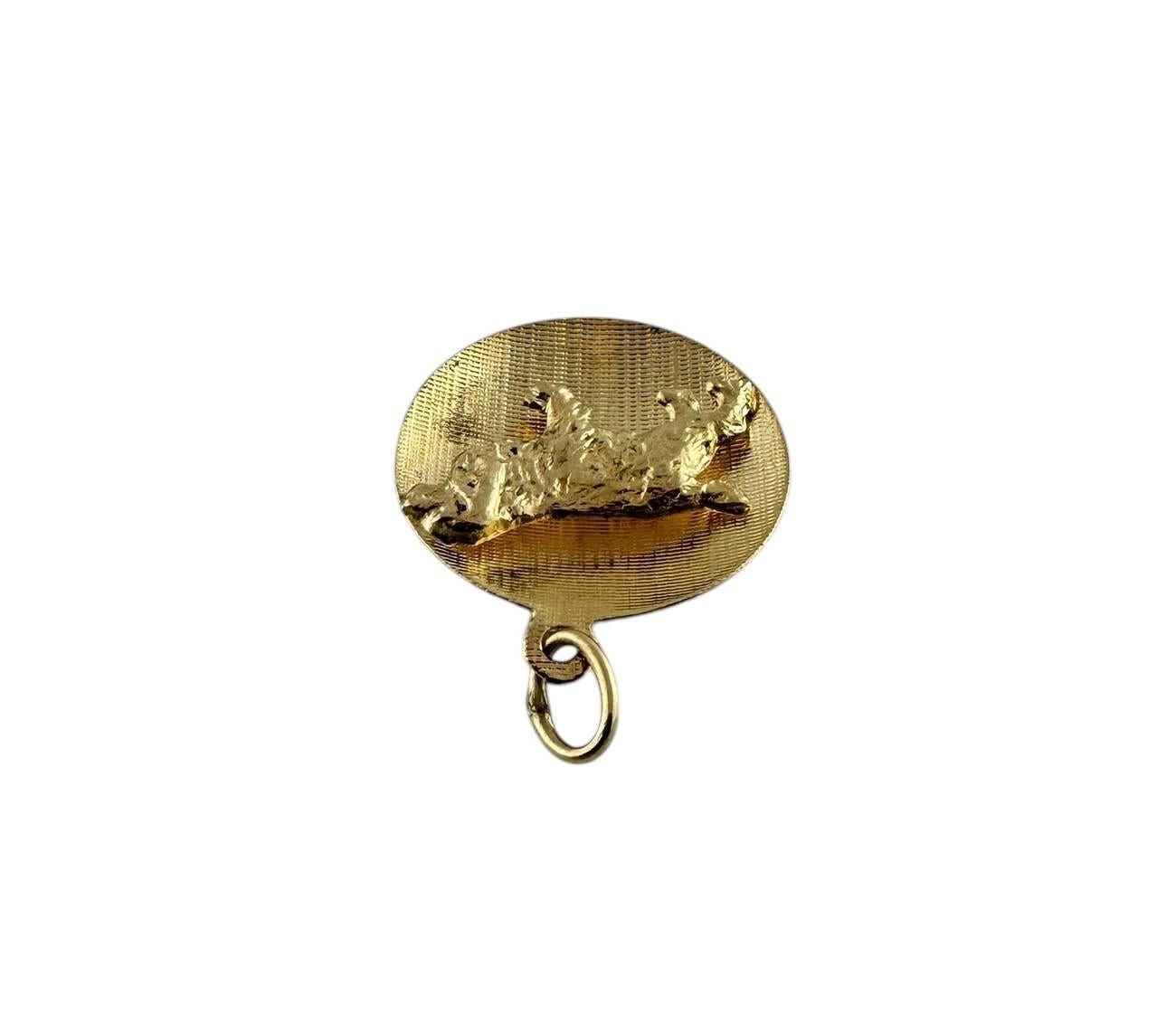 14K Yellow Gold Cocker Spaniel Dog Circle Pendant #19600 1