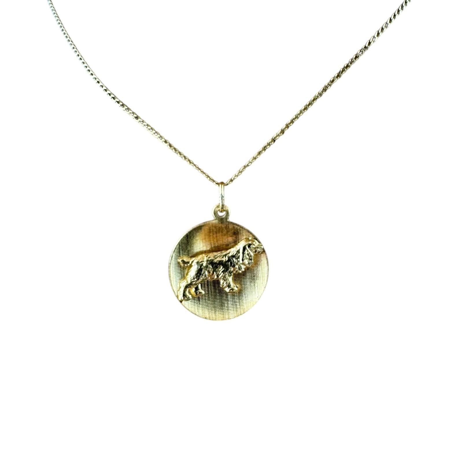 14K Yellow Gold Cocker Spaniel Dog Circle Pendant #19600 3