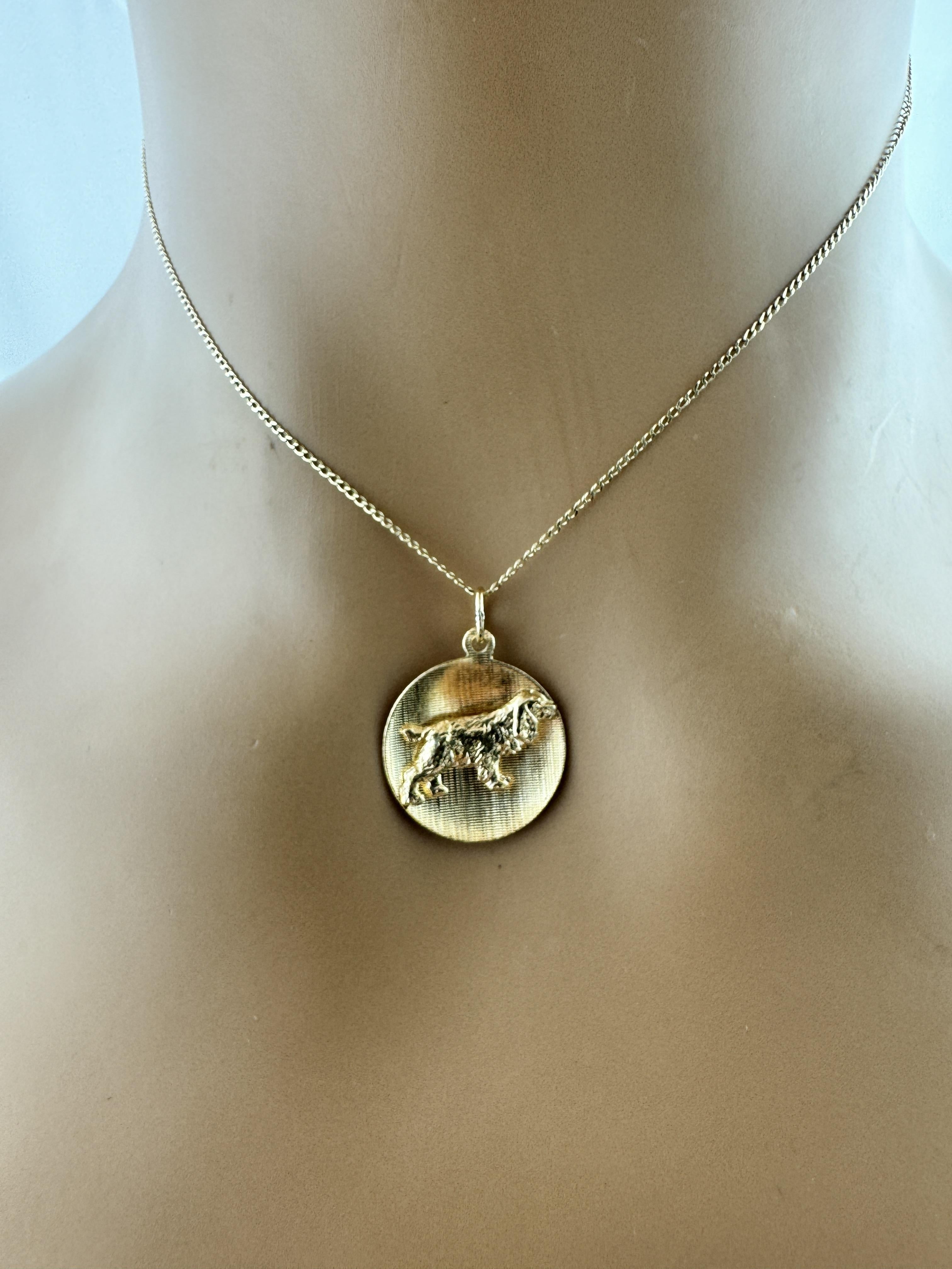 14K Yellow Gold Cocker Spaniel Dog Circle Pendant #19600 5