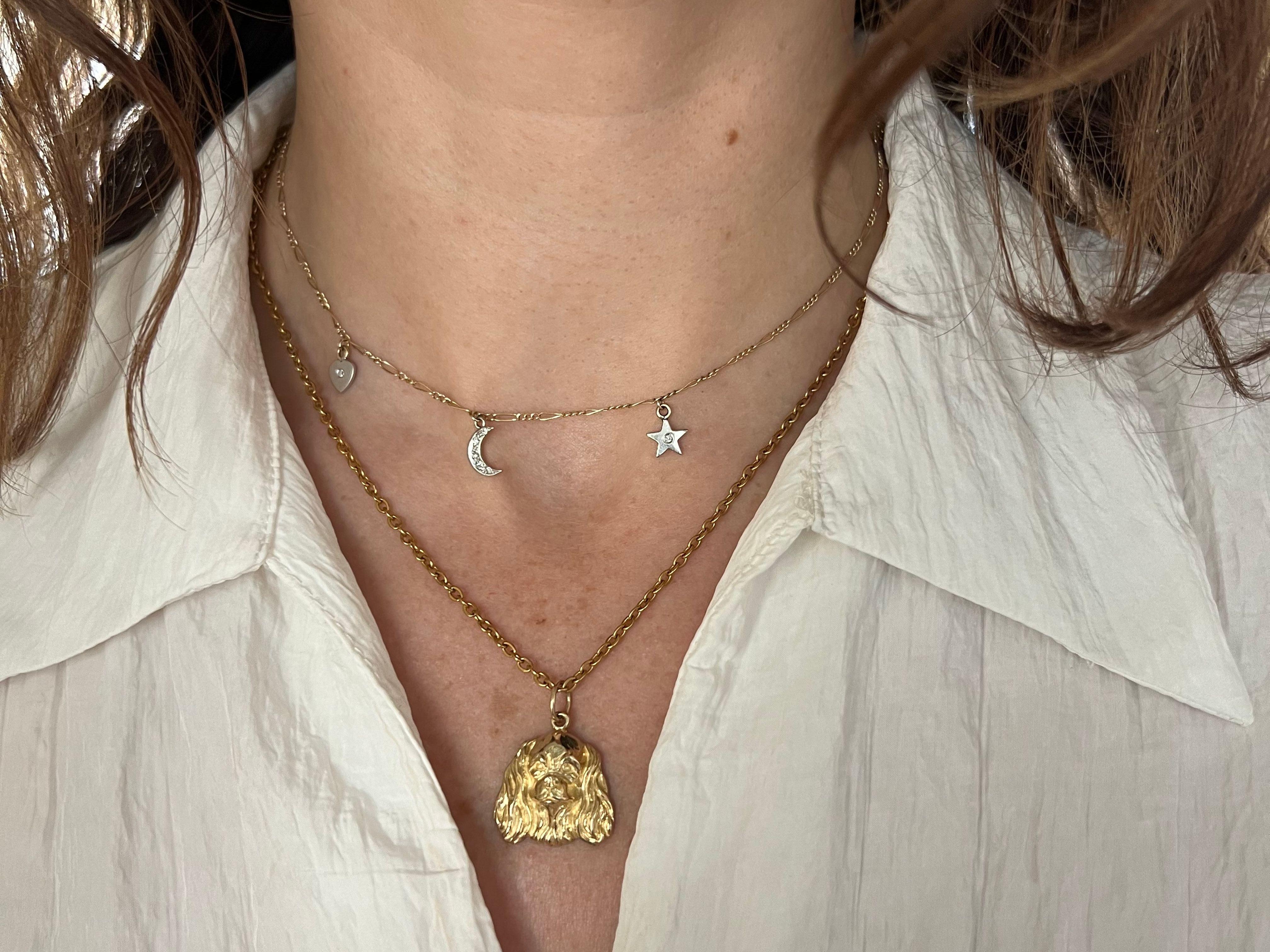 Questo raffinato ciondolo è realizzato in oro giallo 14k e presenta una rappresentazione splendidamente dettagliata della testa di un Cocker Spaniel. L'abile lavorazione mette in risalto i tratti distintivi dell'amata razza, dagli occhi espressivi