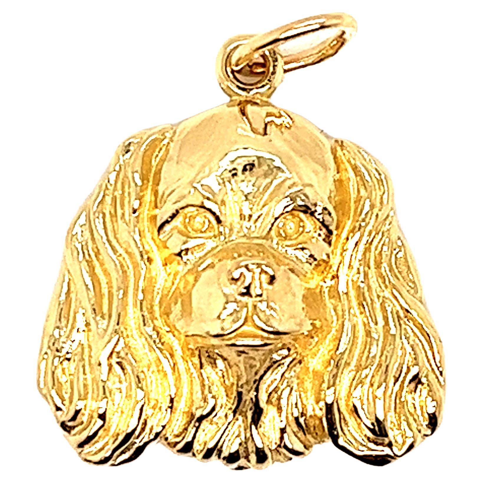 14k Yellow Gold Cocker Spaniel Dog Pendant