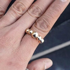 14K Yellow Gold Cocktail Ring Large Beaded Cocktail Ring Expensive Gold Ring.