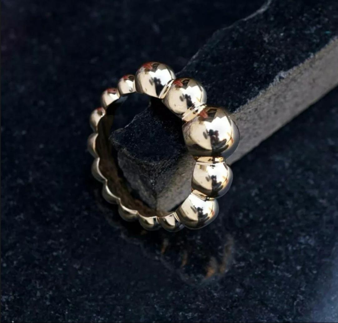 da uomo o donna Anello da cocktail in oro giallo 14K Anello da cocktail con perline grande Anello d'oro costoso. in vendita