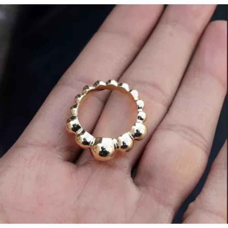 14K Yellow Gold Cocktail Ring Large Beaded In New Condition For Sale In Chicago, IL