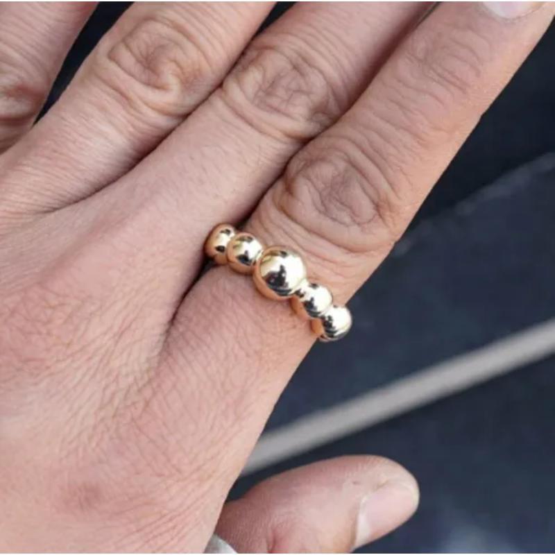 Women's 14K Yellow Gold Cocktail Ring Large Beaded For Sale