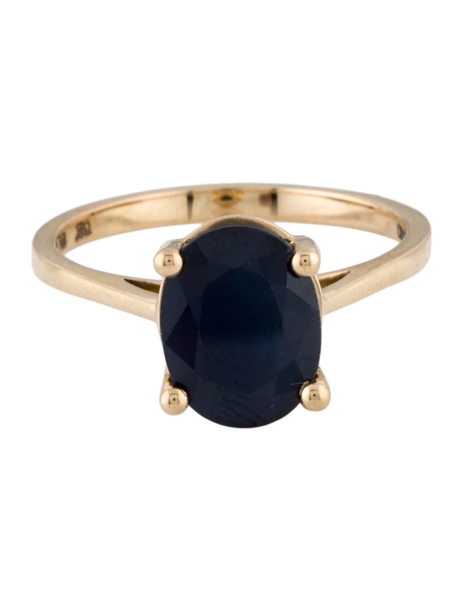 Anillo de cóctel de oro amarillo de 14 quilates con zafiro brillante oval de 2,99 quilates, talla 6,75 Artista