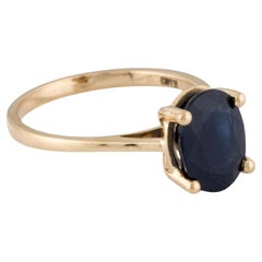 Anillo de cóctel de oro amarillo de 14 quilates con zafiro brillante oval de 2,99 quilates, talla 6,75