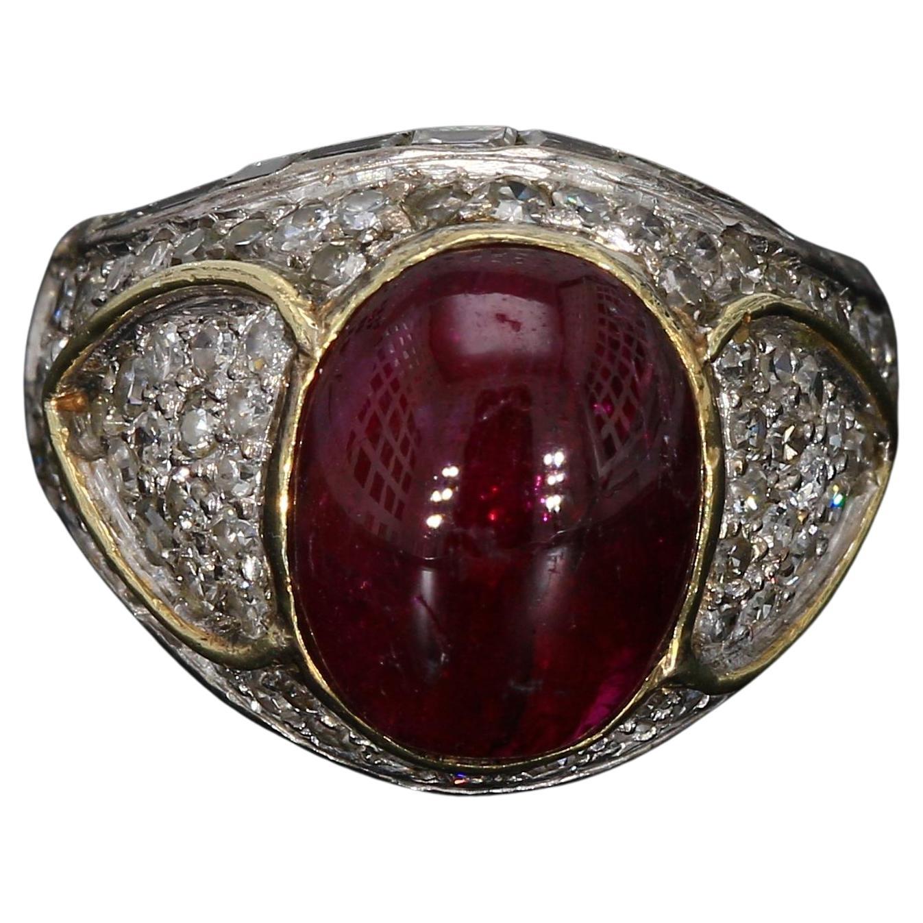 14k Yellow Gold Cocktail Ring with a 9.0ct Ruby and Diamond Accents