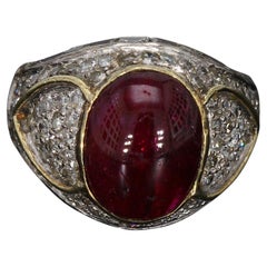 14k Yellow Gold Cocktail Ring with a 9.0ct Ruby and Diamond Accents