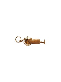 14K Yellow Gold Cocktail Umbrella Drink Charm #22784
