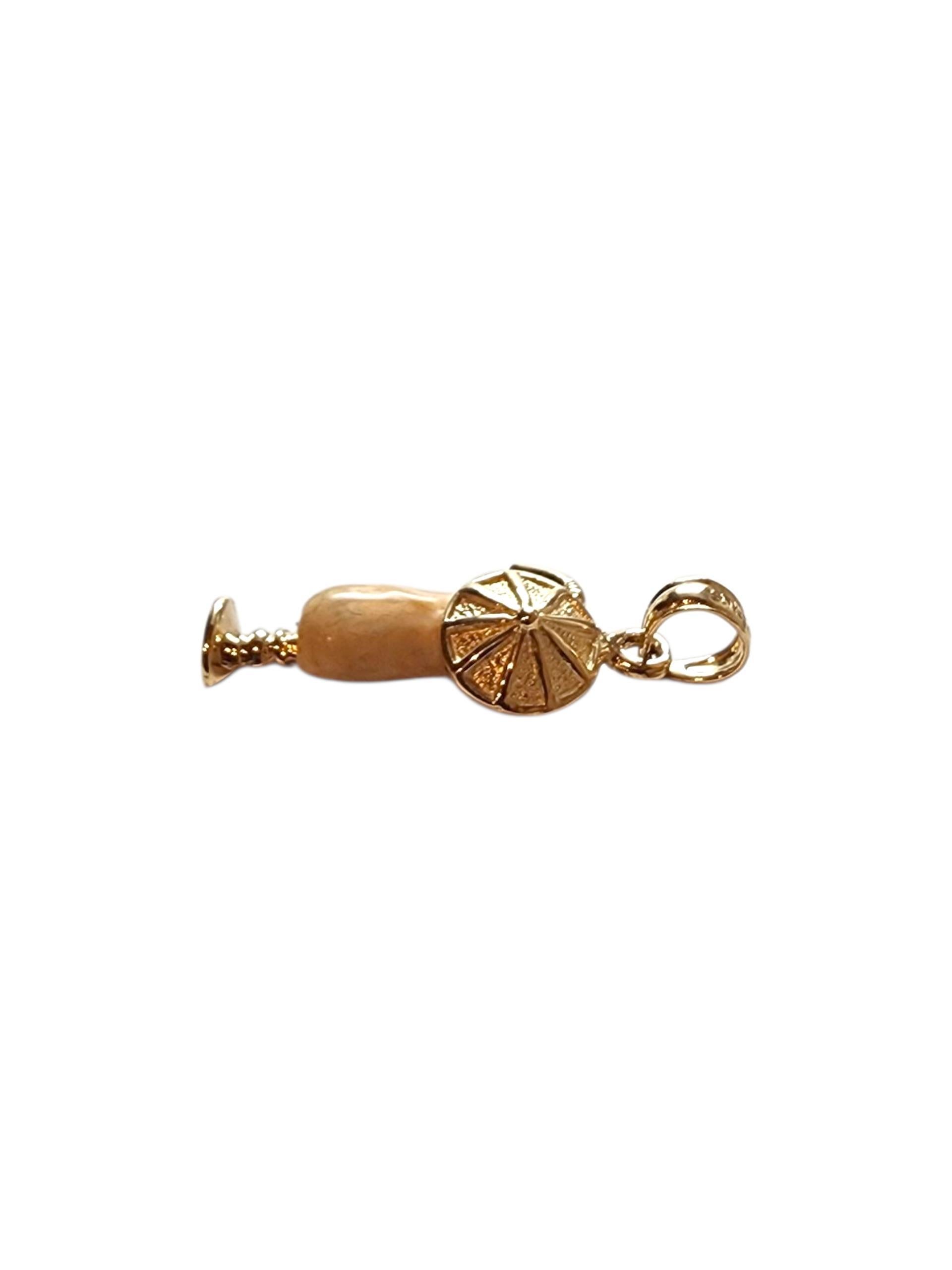 Women's 14K Yellow Gold Cocktail Umbrella Drink Charm #22784 For Sale