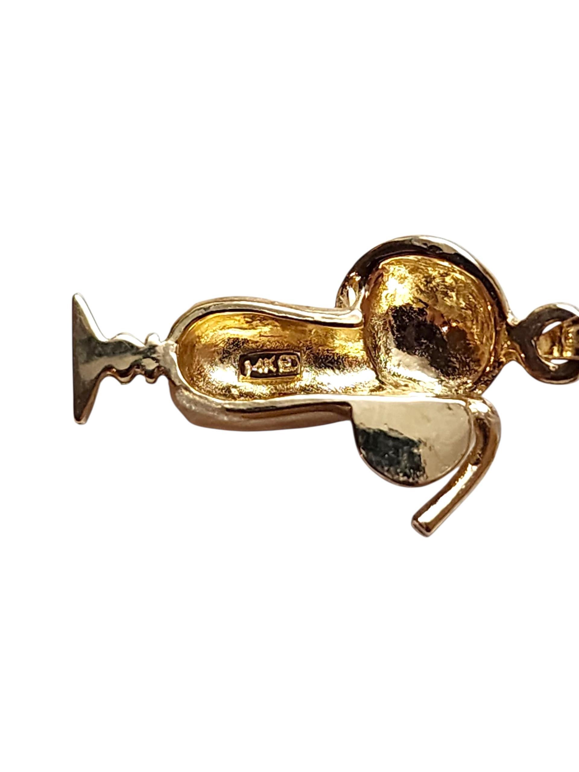 14K Yellow Gold Cocktail Umbrella Drink Charm #22784 For Sale 1