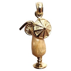 14K Yellow Gold Cocktail Umbrella Drink Charm #22784