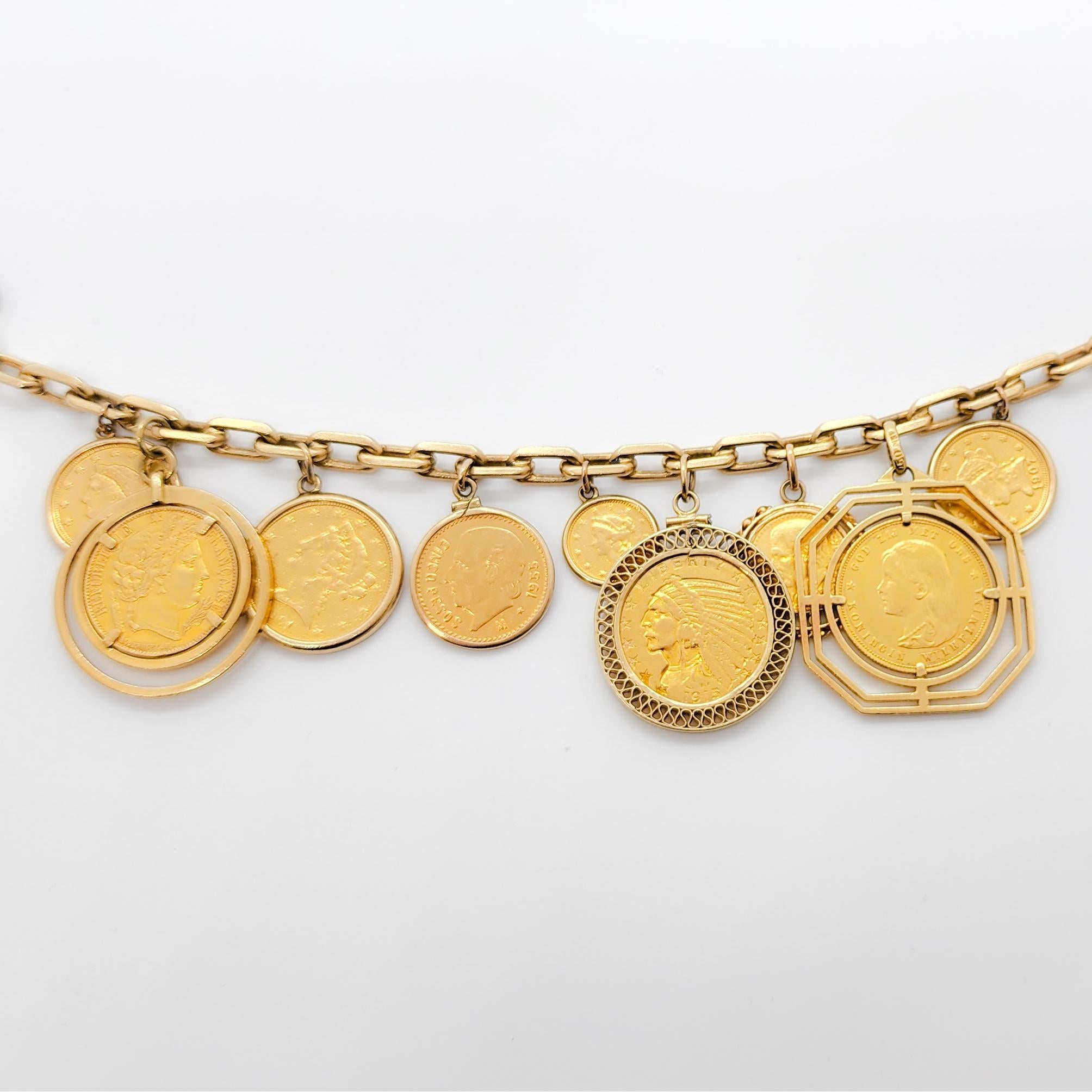 gold coin bracelet 14k