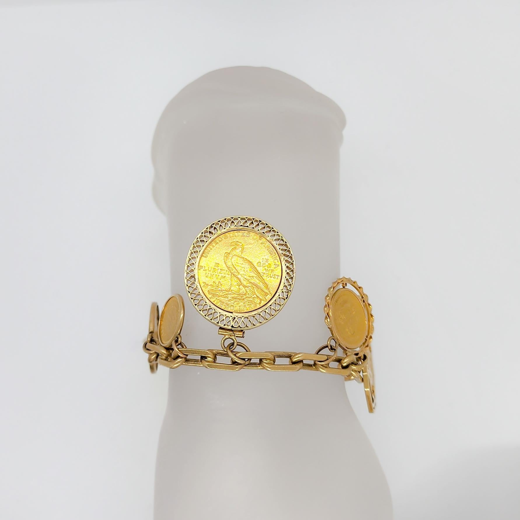 Women's or Men's 14k Yellow Gold Coin Bracelet