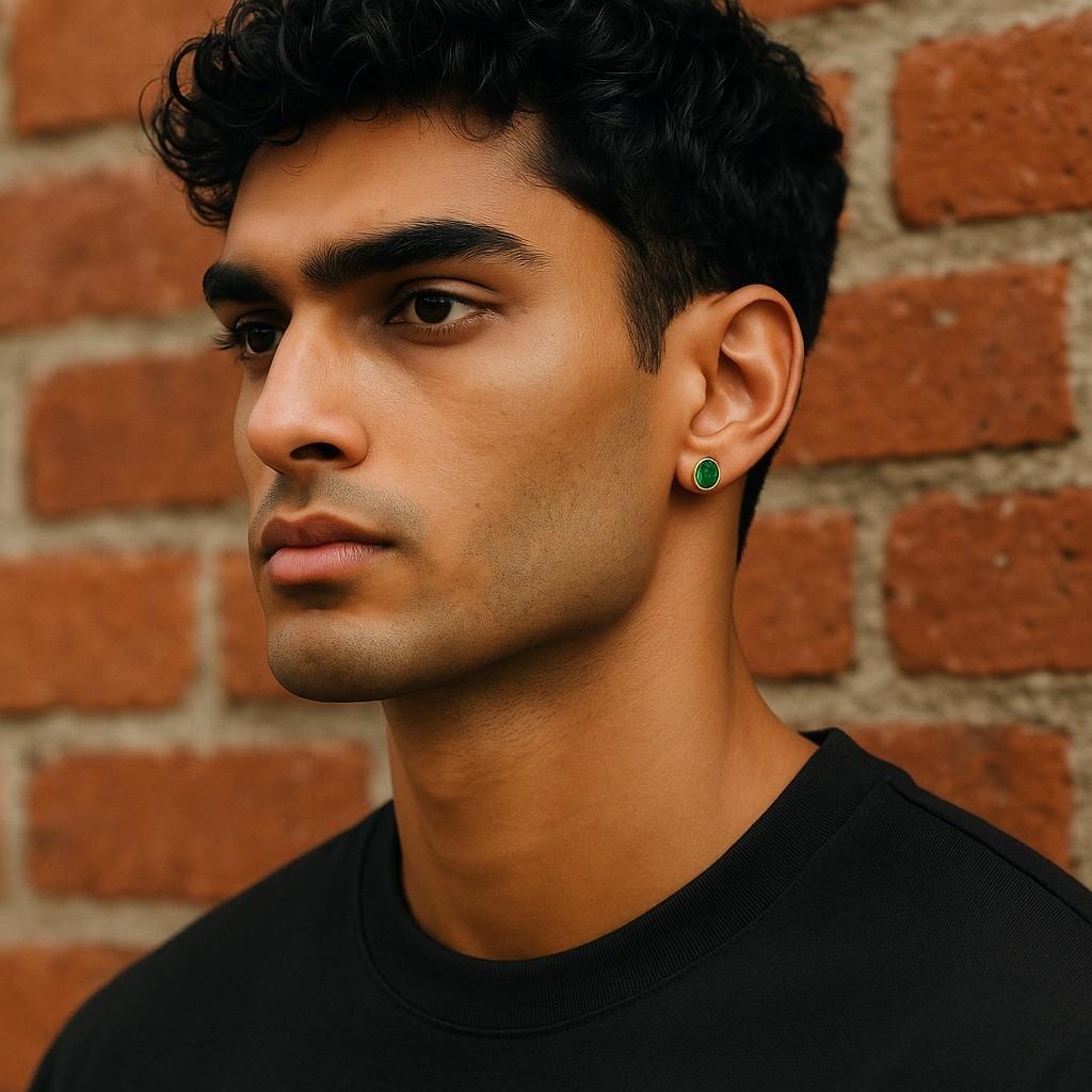A Timeless Expression of Elegance
Elevate your jewelry collection with these exquisite 14K Yellow Gold Bezel-Set Stud Earrings, featuring a matched pair of Colombian cabochon emeralds weighing a total of 2.70 carats. Meticulously crafted, these