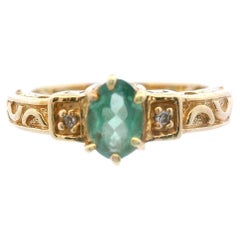 14K Gelbgold Farbwechsel Alexandrit & Diamant-Ring