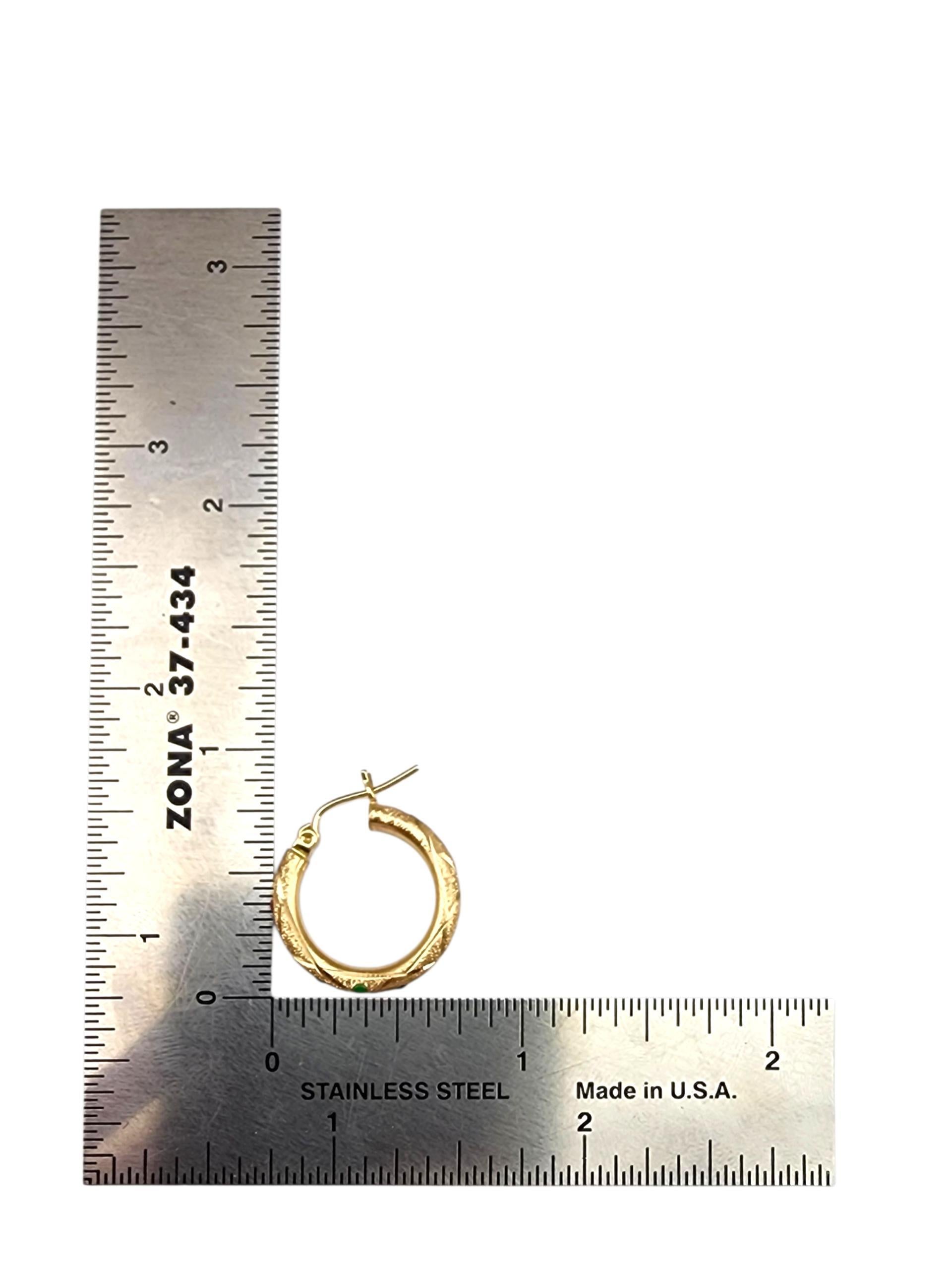 14K Gelbgold Farbige Steine Creolen #22723 im Angebot 3