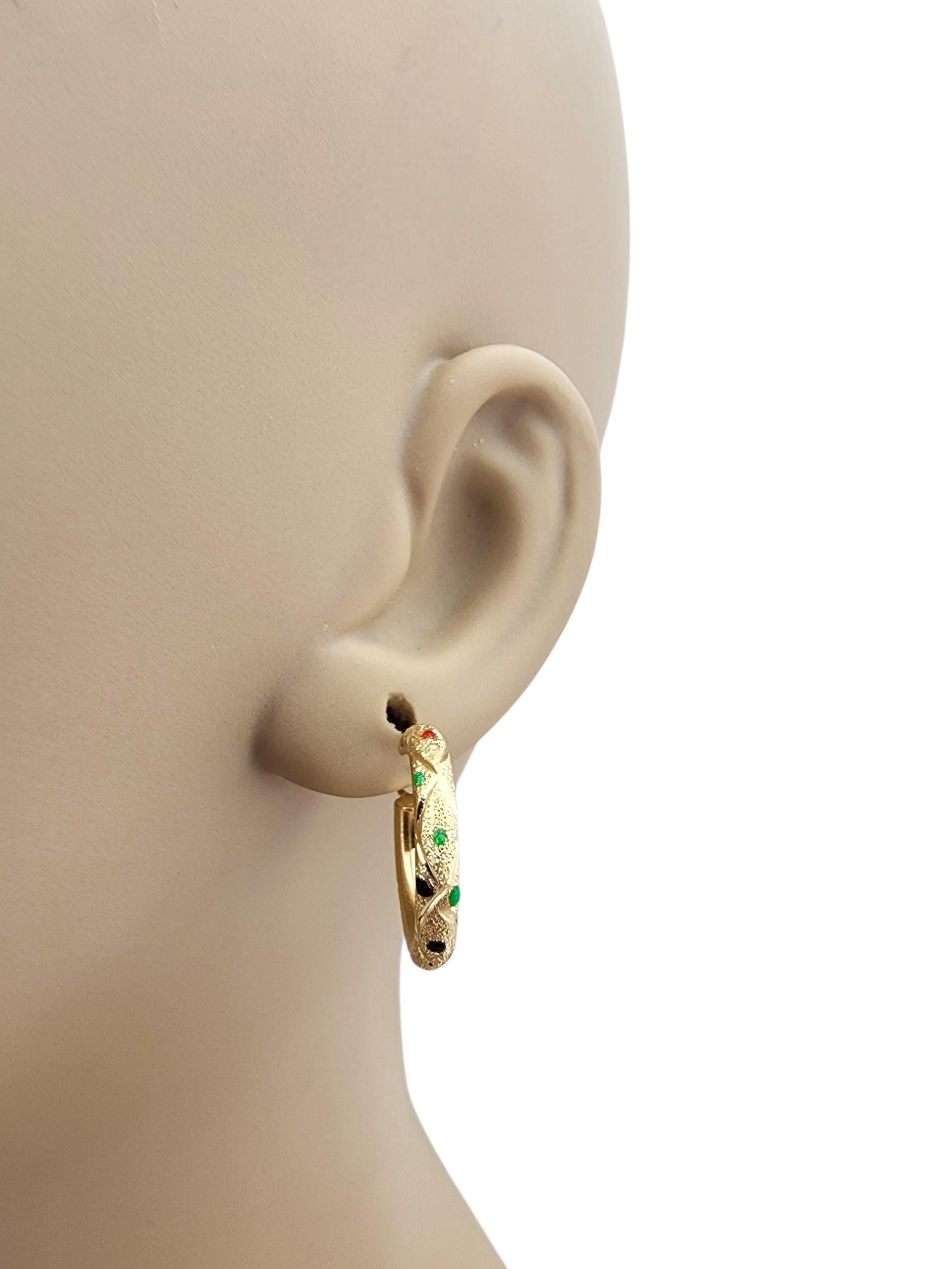 14K Gelbgold Farbige Steine Creolen #22723 im Angebot 4