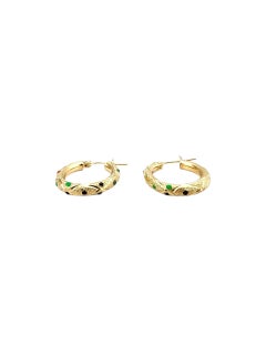 14K Gelbgold Farbige Steine Creolen #22723